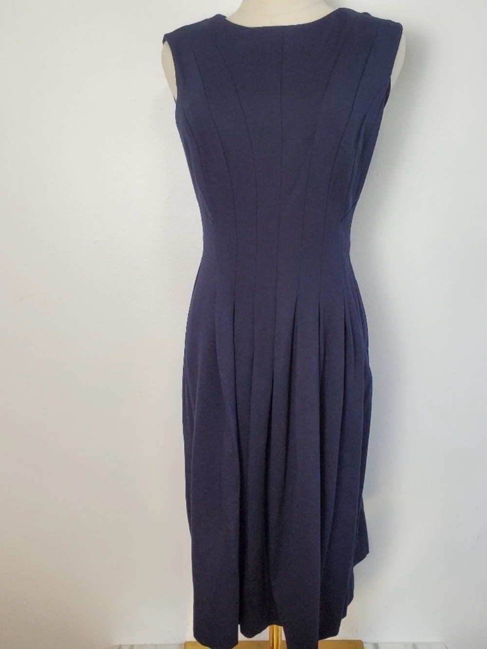Lauren Ralph Lauren Navy Sleeveless Pleated Midi Dress - Picture 2 of 6